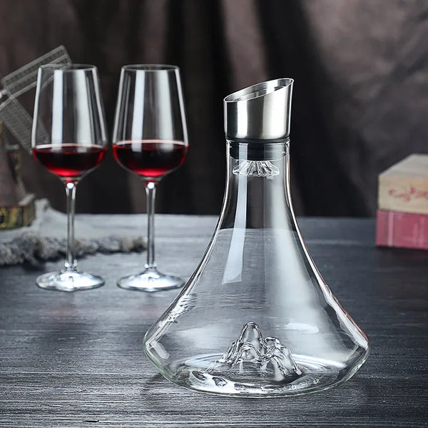 High Grade Guanshan Style Decanter High Borosilicate Glass Wine Bottle Wine Dispenser Snow Mountain Shape 1800Ml Red Wine Bottle