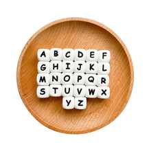 100Pcs Silicone English Letter 12Mm Baby Chew Beads Jewelry Making DIY for Teething Necklace BPA Free Food Grade