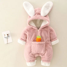 Baby Rompers Winter Warm Coral Fleece Newborn Baby Girl Clothes Cartoon Rabbit Coats Infant Jumpsuit Animal Overalls Pajamas