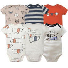 2024 Unisex 6PCS Baby Boys Girls Bodysuit 100% Cotton Newborn Body Bebe Jumpsuit Cartoon Print Baby Clothing Ropa 6-24M