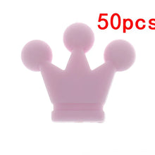 50PCS Crown SILICONE Chew Teether Bead NON Bpa Food Grade Teething Beads for Safety Pendant Baby Necklace Dentition Toys Feeding