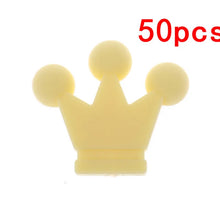 50PCS Crown SILICONE Chew Teether Bead NON Bpa Food Grade Teething Beads for Safety Pendant Baby Necklace Dentition Toys Feeding