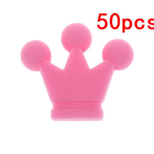 50PCS Crown SILICONE Chew Teether Bead NON Bpa Food Grade Teething Beads for Safety Pendant Baby Necklace Dentition Toys Feeding