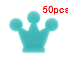 50PCS Crown SILICONE Chew Teether Bead NON Bpa Food Grade Teething Beads for Safety Pendant Baby Necklace Dentition Toys Feeding