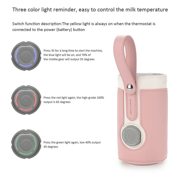 Warmth on the Go: The SmartSip Portable Bottle Warmer - Quick Charging with Precision Temperature Control in Chic Pink