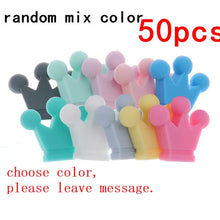 50PCS Crown SILICONE Chew Teether Bead NON Bpa Food Grade Teething Beads for Safety Pendant Baby Necklace Dentition Toys Feeding