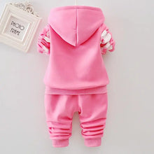 Baby Girls Flower Cartoon Thickk Woolen Autumn Winter Hoodied Jacket Coat Pants Clothing Set Children Kids Warm Clothes Suits