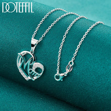 925 Sterling Silver 18-30 Inch Chain AAA Zircon Mom Heart Pendant Necklace for Woman Wedding Party Charm Jewelry