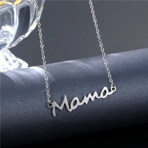 Mother'S Day Mama Letter Pendant Necklace for Women Mom Nameplate Clavicle Chain Choker Stainless Steel Jewelry Minimal Gift