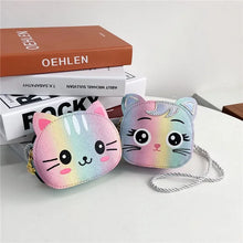 PU Leather Crossbody Bag for Children Cartoon Baby Girls Mini Cute Cat Shoulder Bags Zipper Wallet Kids Small Coin Purse