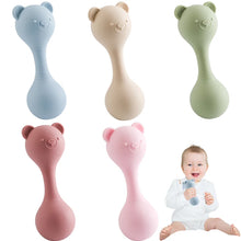 Rattles for Baby Silicone Maracas Toys Cartoon Bear Sand Hammer Baby Toys 0-12 Months Rattle Silicone Teether Toys for Baby Gift